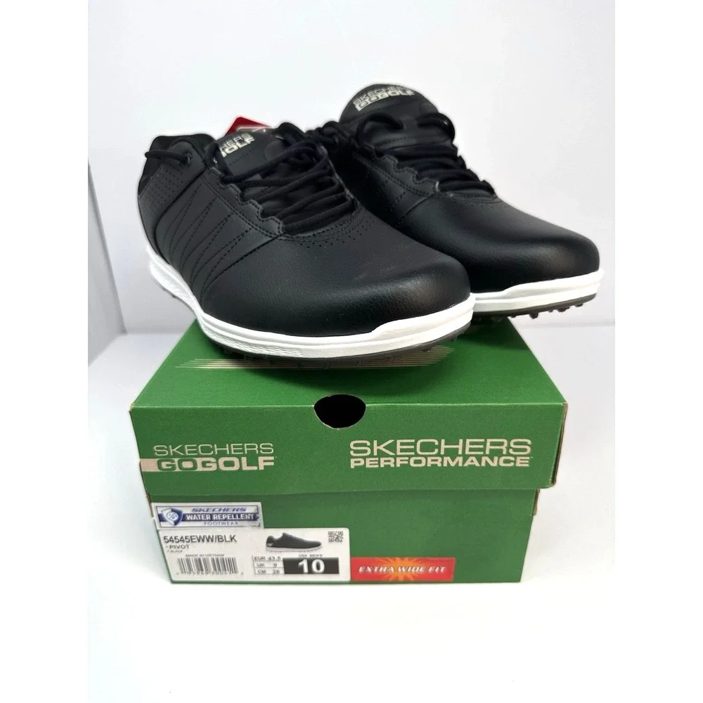 Skechers Pivot Spikeless Golf Shoes Mens Size 10 Black Extra Wide 54545EWW NIB